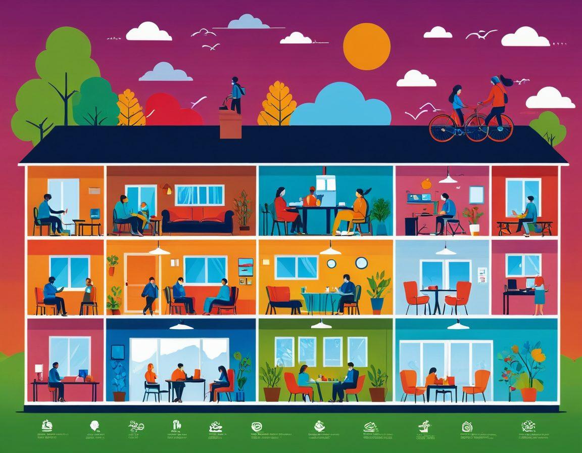 A visually engaging infographic displaying the 26C temperature scale with vibrant colors, featuring illustrations of people in various settings adapting to optimal living conditions like cozy homes, outdoor activities, and workplaces. Include icons for temperature control, comfort, and wellness. The background should be bright and inviting to enhance readability and viewer engagement. vector art. vibrant colors.